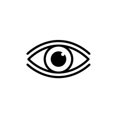 Eye icon illustration in minimalistic style with black outline  