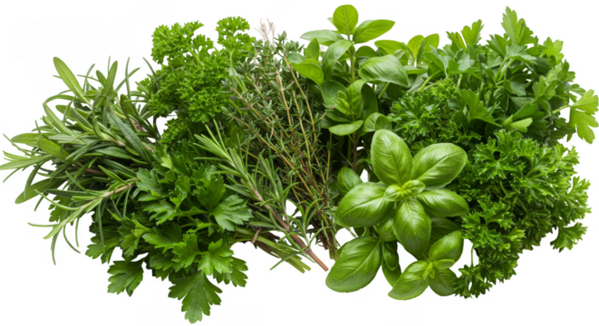 Fresh Green Herbs Illustration on Transparent Background Food Elements