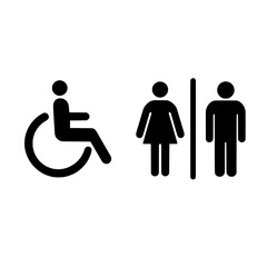 Public Toilet Signs with Gender and Wheelchair Accessibility Symbols