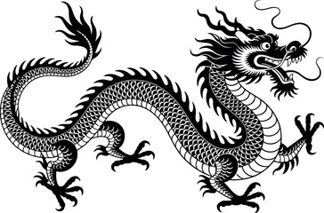 Obraz premium A detailed illustration features a traditional Chinese dragon. 