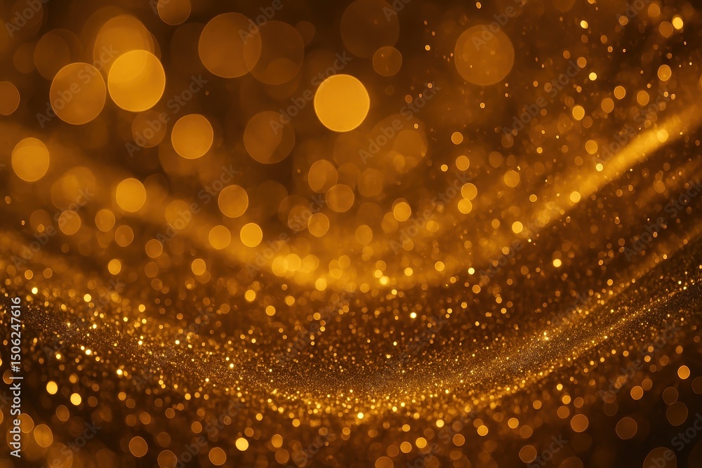Poster luxurious gold abstract background with sparkling bokeh and glittering light effects