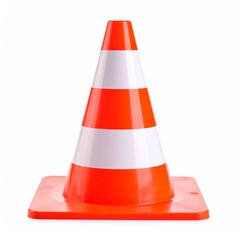 Isolated Orange And White Traffic Cone Symbolizing Safety And Caution In Construction Zones