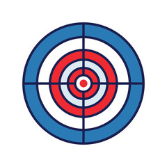 Red and blue target with arrows on white background.