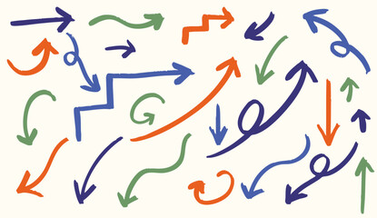 手書き風の矢印のイラストセット(カラー)