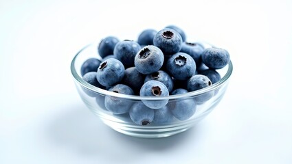glass bowl with fresh blueberries 