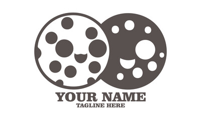 Chocolate chip cookie character vector illustration and Chocolate chip cookie character logo icon with white background