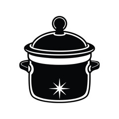 slow cooker silhouette black and white vector illustration