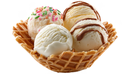Delicious Ice Cream Treat in Waffle Bowl
