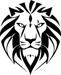 ferocious tribal lion head mascot tattoo vector illustration