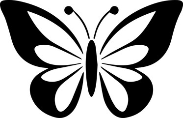 Black and white butterfly floral tattoo design with a lily blossom vector illustration