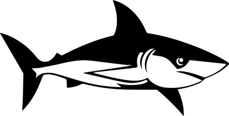 Underwater cartoon shark vector illustration of a blue ocean predator swimming