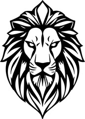 Lion head mascot vector illustration, a powerful tribal animal tattoo design