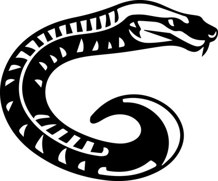 Black snake symbol vector illustration design, a reptile animal art tattoo or logo silhouette drawing
