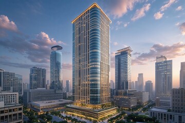 Fototapeta premium Innovative Dazzling Towers for Corporate Office Structures