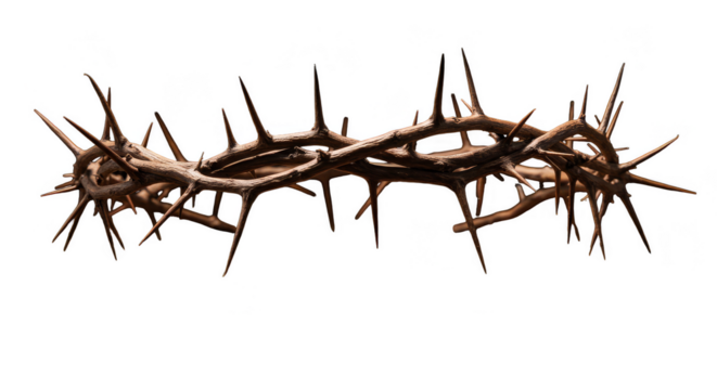 Illustration of Crown of Thorns Brown Spikes Isolated on Transparent Background