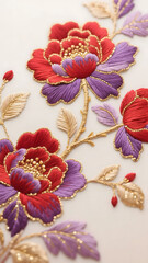 embroidery on a wooden background