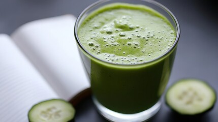 Refreshing Green Smoothie with Cucumber Slices