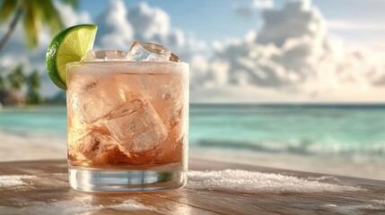 Refreshing Summer Cocktail on a Tropical Beach