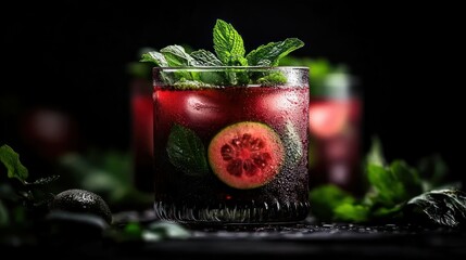 Refreshing Red Cocktail with Guava and Mint