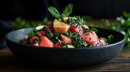 Refreshing Watermelon Salad with Mint and Sesame Seeds