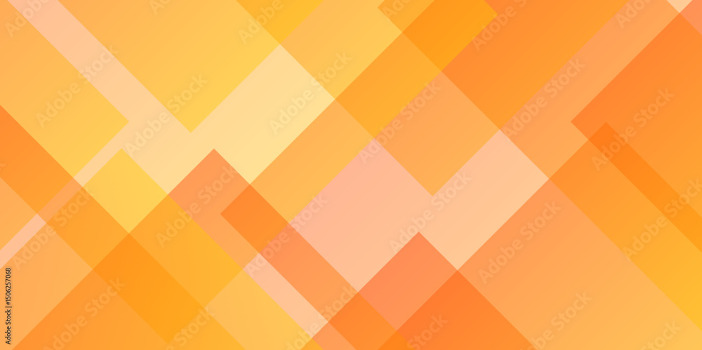 Fototapete orange overlap triangle geometric technology pattern. minimal rectangle randomly arranged yellow lin