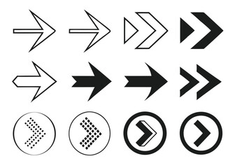 Black Arrow Icons Set – Various Styles and Directions for Navigation & UI Design