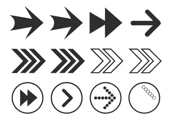Black Arrow Icons Set – Various Styles and Directions for Navigation & UI Design