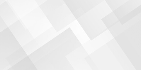 Fototapeta premium Vector white and gray overlap triangle geometric technology pattern. minimal rectangle arranged white lines transparent web square background layers. overlap web presentation banner tech design.