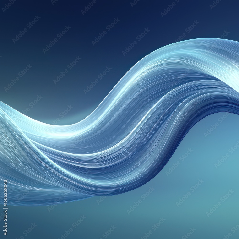 Poster abstract blue wave flowing with light lines on gradient background