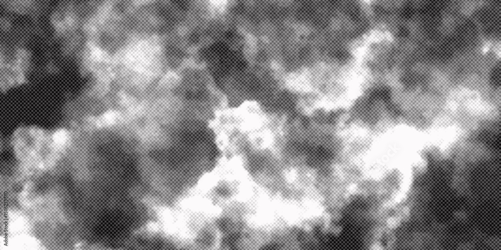 Poster halftone image featuring a cloud pattern with contrasting dark and light areas, creating an abstract