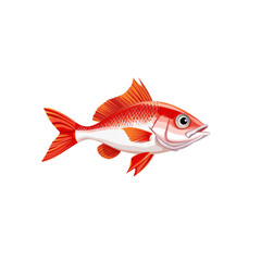 Fototapeta premium Vibrant red fish with detailed scales and fins, swimming gracefully in water, showcasing its beauty and elegance