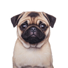 Obraz premium Cute pug dog with round face and big eyes, showcasing its playful and affectionate nature. This adorable pet is perfect for animal lovers