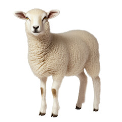 Fototapeta premium Fluffy sheep standing gracefully, showcasing its soft wool and gentle expression, embodying charm of farm life