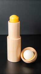 Luxury Wooden Balm Container with Yellow and White Balm Spheres