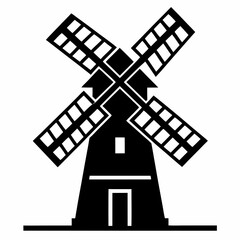 windmill silhouette vector
