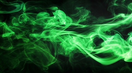 Obraz premium Swirling Emerald Vapor: Mesmerizing Green Smoke Against a Dark Background