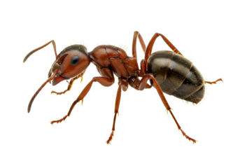 Closeup of a red wood ant isolated on transparent background