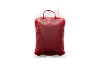 Blood bag donation medical supply isolated on transparent background