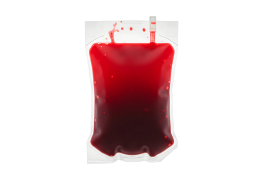Blood bag donation medical supply isolated on transparent background