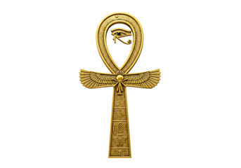 Obraz premium Ancient egyptian ankh symbol with eye of horus isolated on transparent background