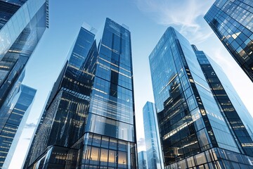 Dynamic Showcase of Modern Sleek Office Buildings with Clear Facades
