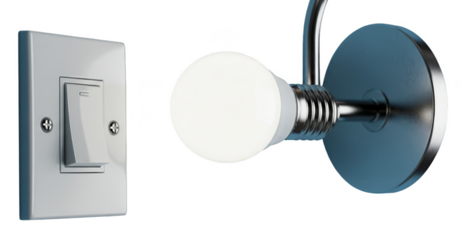 Isolated Close-Up of Silver Light Switch with Transparent Background - Powered by Adobe