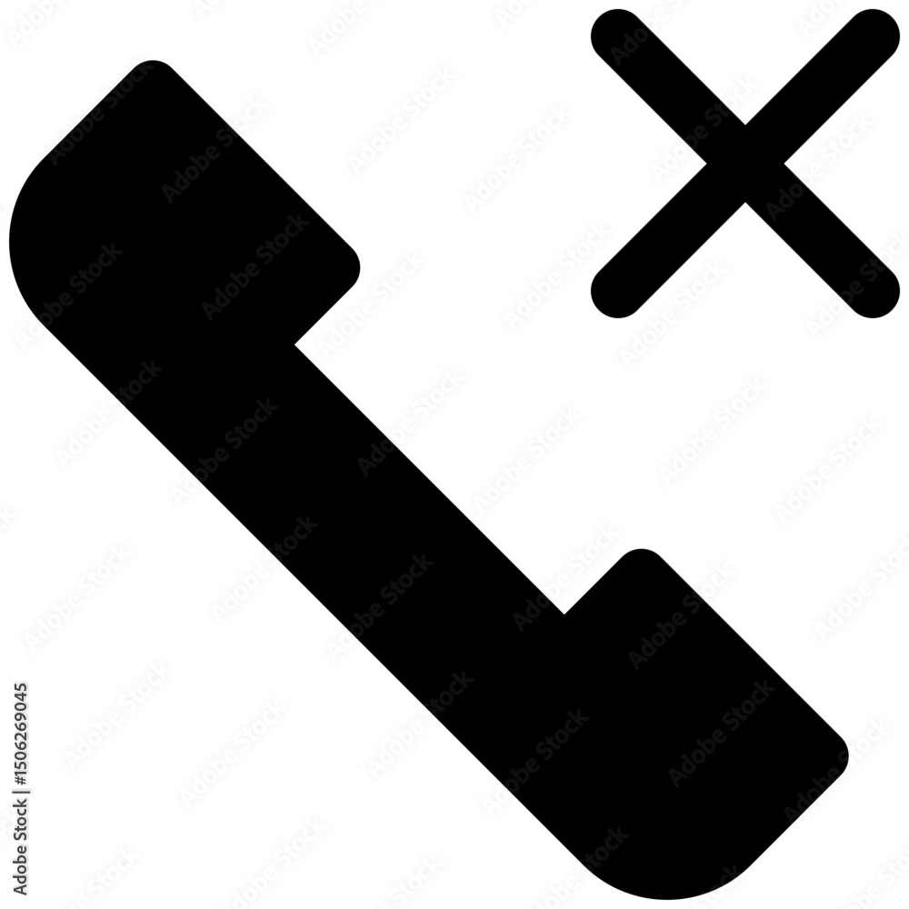 Poster telephone vector icon, no call vector icon. cancel, user interface, user experience, silhouette styl