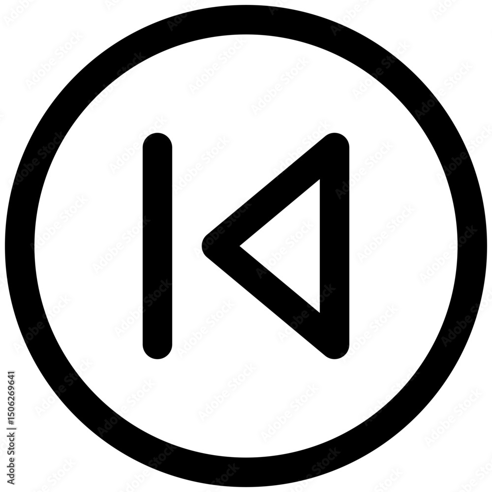 Poster backward button vector lineal isolated icon, user interface icon.