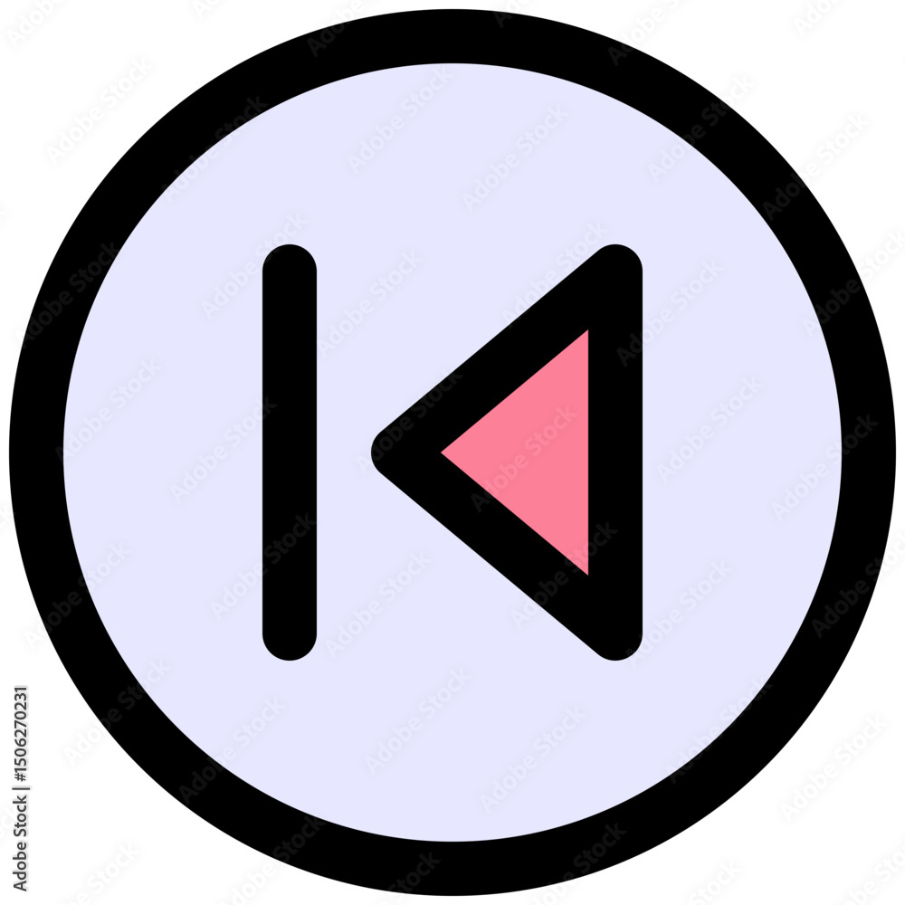 Poster backward button vector lineal color isolated icon, user interface icon.