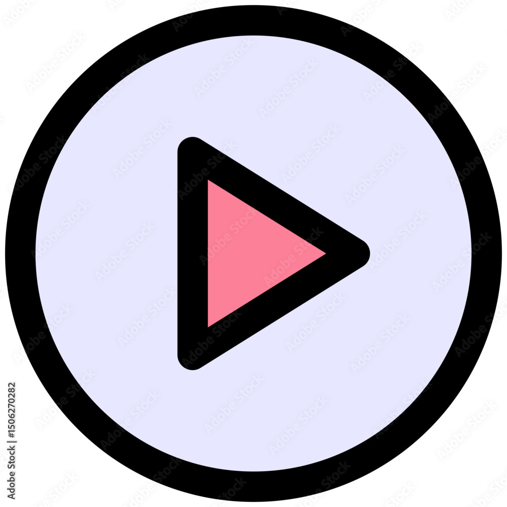 Poster play button icon, video player vector icon. user interface, user experience, lineal color style isol