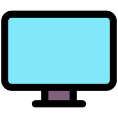 Computer, Monitor Icon, Lcd Tv Vector Icon, Display, Led Tv, User Interface, User Experience, Lineal Color Style Isolated Vector Icon. 