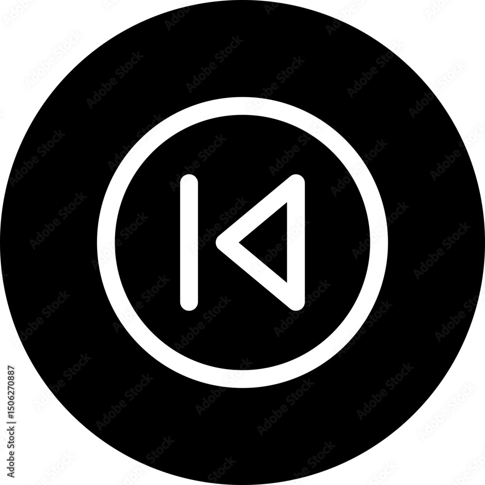 Aufkleber backward button vector circular isolated icon, user interface icon.
