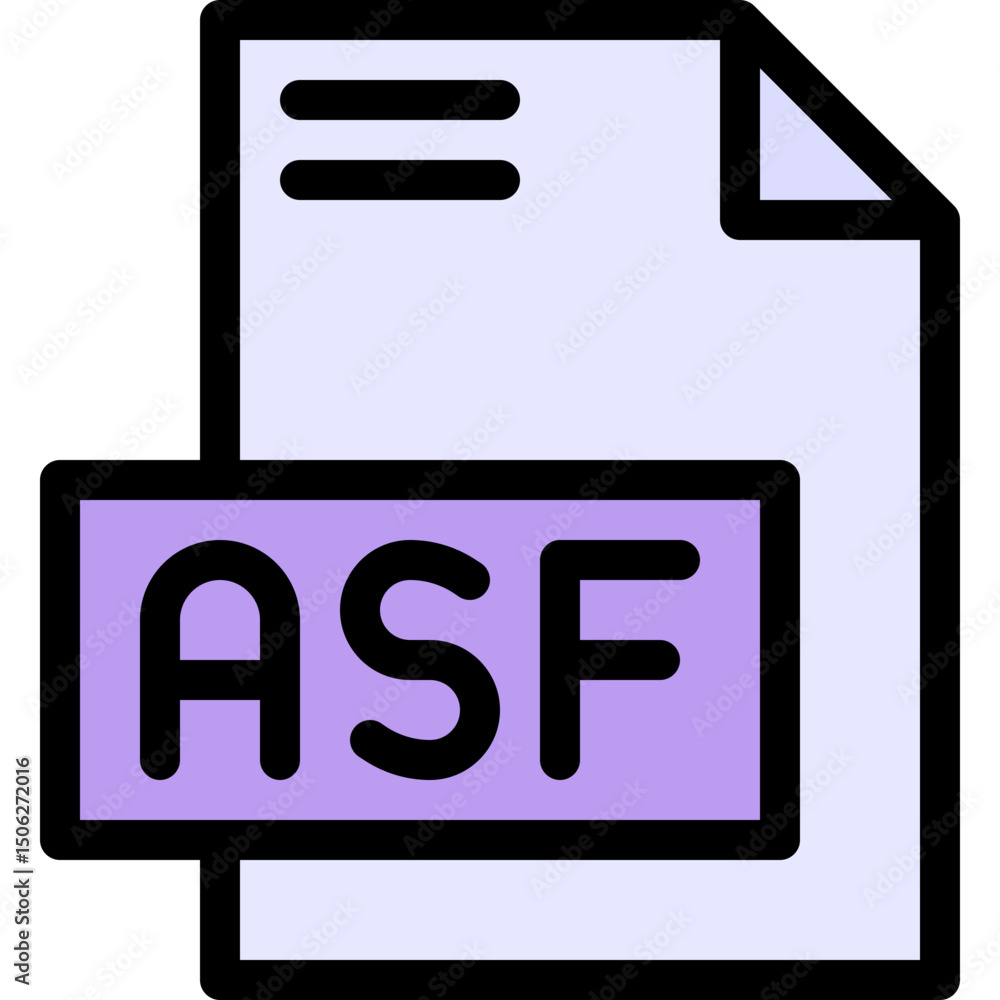 Poster asf file format vector icon, isolated on abstract background. lineal color icon.