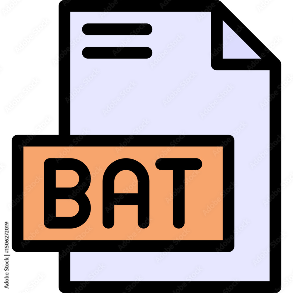 Poster bat file format vector icon, isolated on abstract background. lineal color icon.
